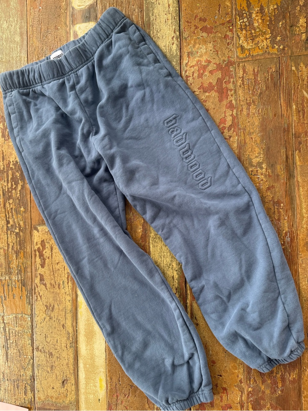 Badwood Premium Unisex Jogger Sweatpants in Denim Blue Loungewear Casual | XS - Picture 2 of 6